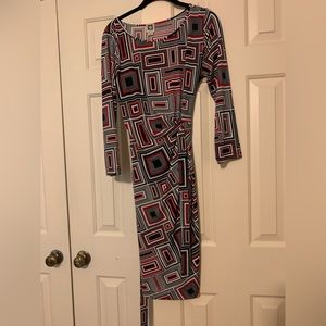 Fun patterned dress - pink/red/black